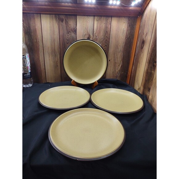 Lot Of 4 Noritake Folkstone Equator 8506 10.5" Stoneware Charger Plate Mustard - Picture 1 of 6